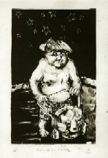 "Personnage avec chariotte", monotype de Frédéric Hégo